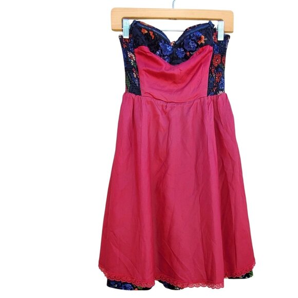 HD in Paris Anthropologie Size 2 Corduroy Halter Dress Floral Velvet Paca - Picture 10 of 10